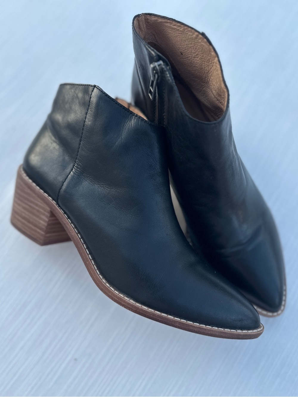 Madewell The Carina Ankle Booties Black Leather Size 7.5